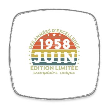 Anniversaire Millésime Fabriqué en Juin 1958 - Magnet carré - blanc - Devant