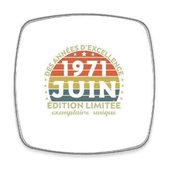 Anniversaire Millésime Fabriqué en Juin 1971 - Magnet carré - blanc - Devant