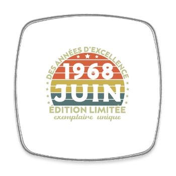 Vintage Anniversary Made in June 1968 - Square fridge magnet - white - Front