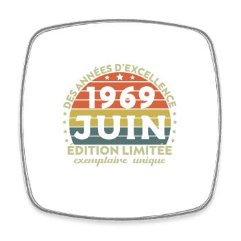 Anniversaire Millésime Fabriqué en Juin 1969 - Magnet carré - blanc - Devant