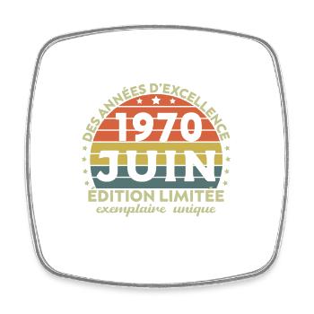 Anniversaire Millésime Fabriqué en Juin 1970 - Magnet carré - blanc - Devant