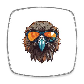 Adler Kopf Cool - Viereckiger Kühlschrankmagnet - Weiß - Vorne