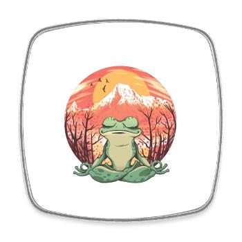 Retro Frosch Yogy Natrur Meditation Entspannung - Viereckiger Kühlschrankmagnet - Weiß - Vorne