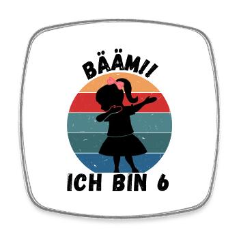 6. Geburtstag - BÄÄM, Mädchen mit DAB Tanz - Viereckiger Kühlschrankmagnet - Weiß - Vorne