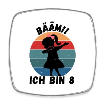 8. Geburtstag - BÄÄM, Mädchen mit DAB Tanz - Viereckiger Kühlschrankmagnet - Weiß - Vorne