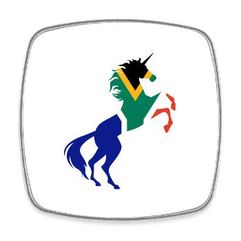 Einhorn Südafrika Flagge TShirt Magisches Einhorn - Viereckiger Kühlschrankmagnet - Weiß - Vorne
