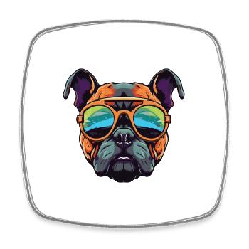 Bulldog Hund Kopf Cool - Viereckiger Kühlschrankmagnet - Weiß - Vorne