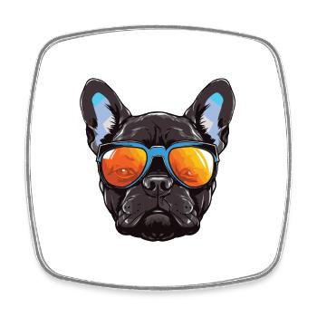 French Bulldog Dog Head - Square fridge magnet - white - Front