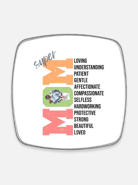 Super MAM Liebevolles Geschenk - Viereckiger Kühlschrankmagnet - Weiß