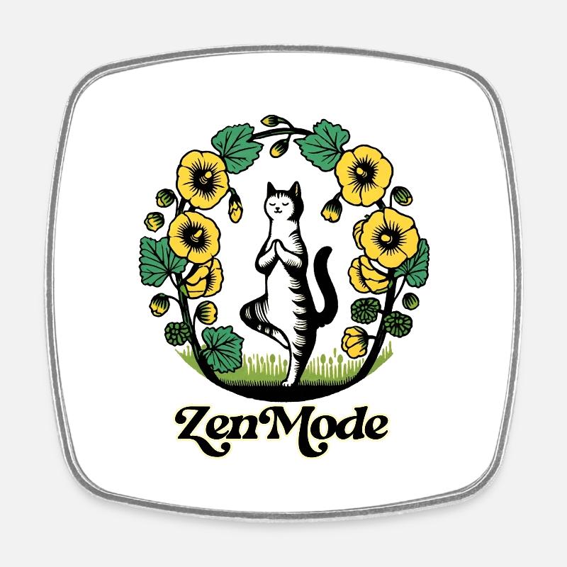 Chat Kitty en mode Zen - Magnet carré - blanc