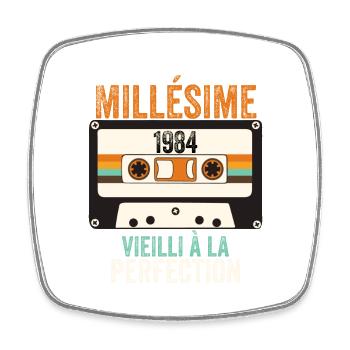 Millésime 1984 vieilli à la perfection - Magnet carré - blanc - Devant