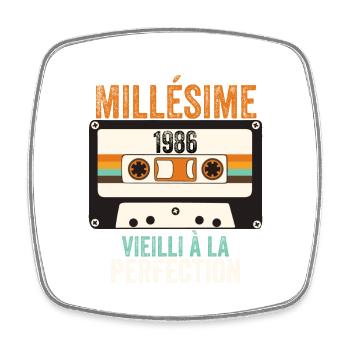 Millésime 1986 vieilli à la perfection - Magnet carré - blanc - Devant