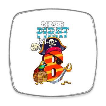 8. Geburtstag Piraten - Viereckiger Kühlschrankmagnet - Weiß - Vorne
