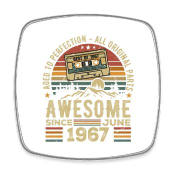 June 1967 Vintage Born In June 1967 Birthday - Square fridge magnet - white - Front