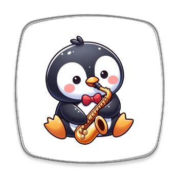 Penguin Jazz Saxophone Saxophoniste Musique - Magnet carré - blanc - Devant