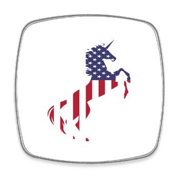 Licorne USA Drapeau T-Shirt Licorne Magique Américain - Magnet carré - blanc - Devant