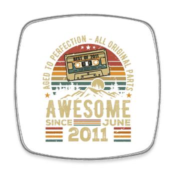 Juin 2011 Vintage Nées En Juin 2011 Anniversaire - Magnet carré - blanc - Devant