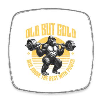 Old but Gold Power, Fitness, Bodybuilding - Square fridge magnet - white - Front