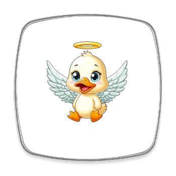 Ange canard mignon avec des ailes - Magnet carré - blanc - Devant