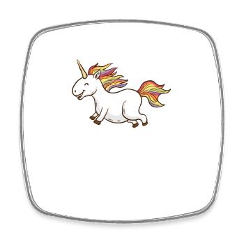 Niedliches und kurviges Einhorn-T-Shirt - Lustiges molliges Mädchen - Viereckiger Kühlschrankmagnet - Weiß - Vorne