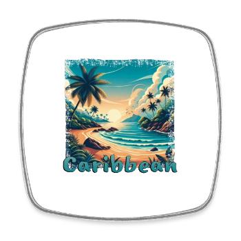 Vacances à la plage dans les Caraïbes en Amérique à Grunge Sti - Magnet carré - blanc - Devant