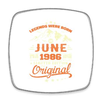 June 1986 Original Born June 1986 Birthday - Square fridge magnet - white - Front