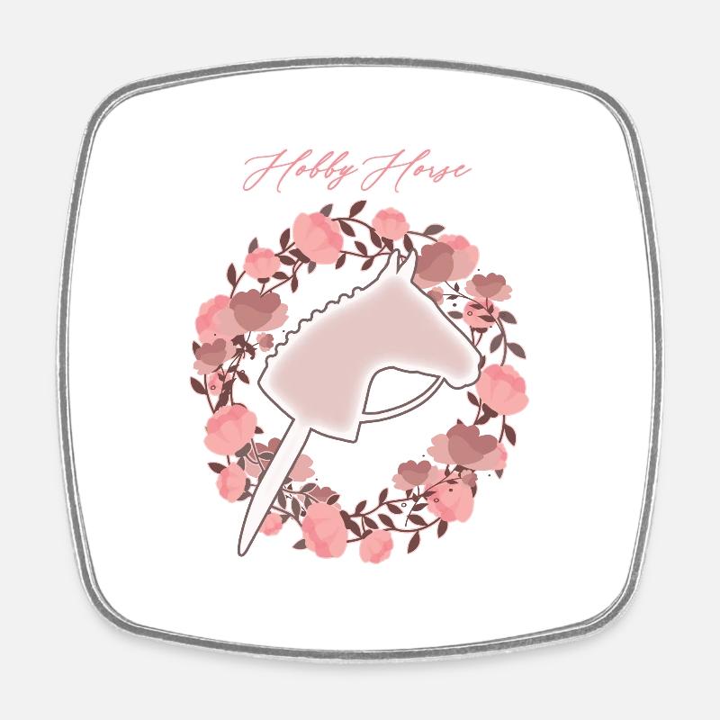 HOBBY HORSE - delicate, romantic, pink - Square fridge magnet - white