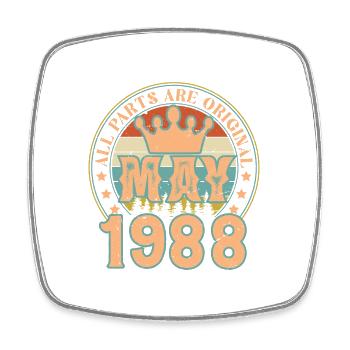 Mai 1988. Mai 1988 Geburtstagsgeschenk. Mai 1988 - Viereckiger Kühlschrankmagnet - Weiß - Vorne