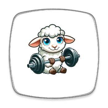 Schaf Lamm Hantel Fitness - Viereckiger Kühlschrankmagnet - Weiß - Vorne