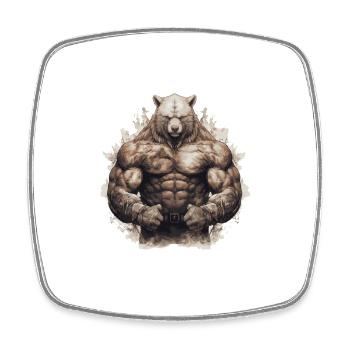 Musculation des muscles de l’ours grizzly - Magnet carré - blanc - Devant