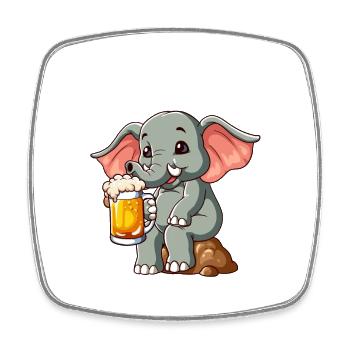 Bierfant Elefant Bier - Viereckiger Kühlschrankmagnet - Weiß - Vorne