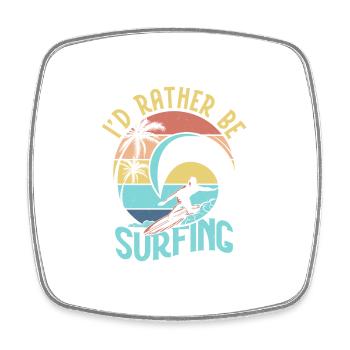 I'd Rather Be Surfing Summer Surfer Surfboard - Viereckiger Kühlschrankmagnet - Weiß - Vorne
