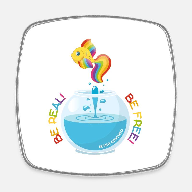 Be Real! Be Free! - Square fridge magnet - white