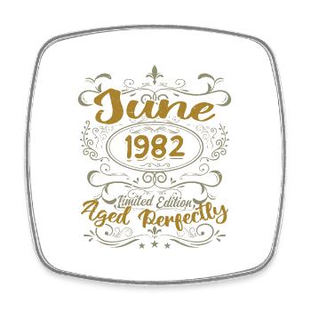 1982 Juin 1982 Cadeau Anniversaire Juin 1982 Juin - Magnet carré - blanc - Devant