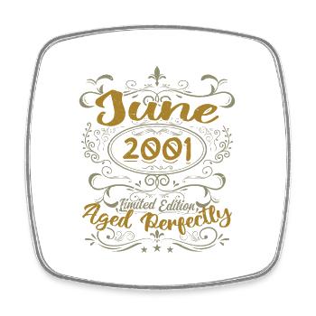 2001 Juin 2001 Cadeau Anniversaire Juin 2001 Juin - Magnet carré - blanc - Devant