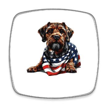Border Terrier Hund 4. Juli Geschenke mit - Viereckiger Kühlschrankmagnet - Weiß - Vorne