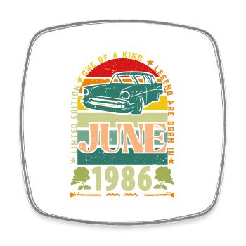 cadeau anniversaire juin 1986. Juin 1986 June 1986 - Magnet carré - blanc - Devant