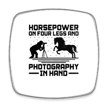 Photographie de cheval Équitation Chevaux Hobby Ph - Magnet carré - blanc - Devant