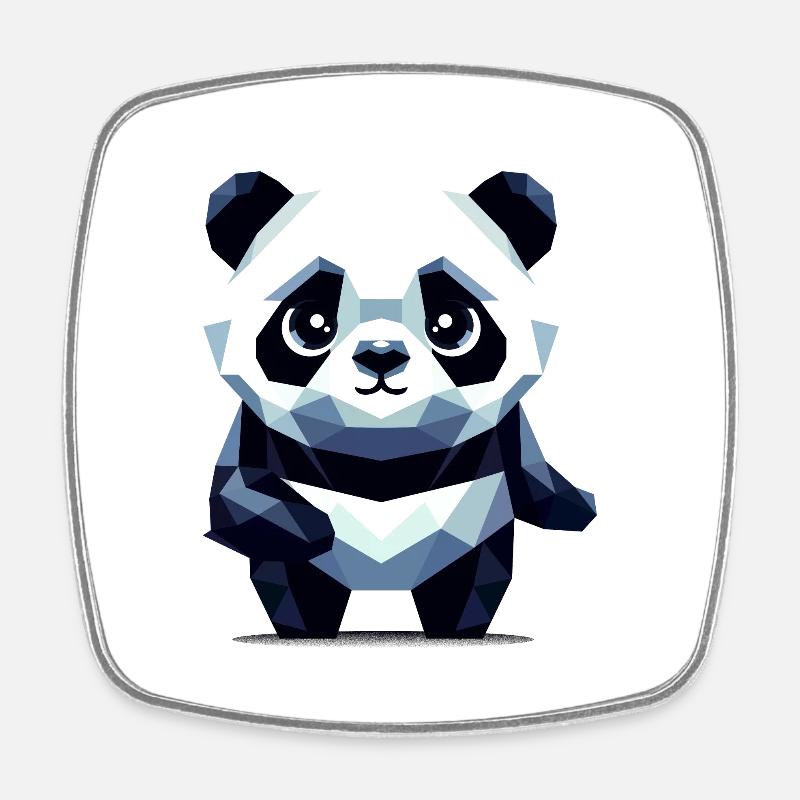 Polygon Panda - Viereckiger Kühlschrankmagnet - Weiß