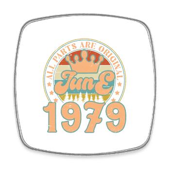 Juni 1979. Juni 1979 Geburtstagsgeschenk. Juni - Viereckiger Kühlschrankmagnet - Weiß - Vorne