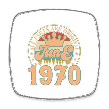 Juni 1970. Juni 1970 Geburtstagsgeschenk. Juni - Viereckiger Kühlschrankmagnet - Weiß - Vorne