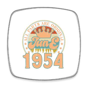 Juni 1954. Juni 1954 Geburtstagsgeschenk. Juni - Viereckiger Kühlschrankmagnet - Weiß - Vorne