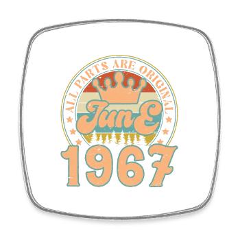 Juni 1967. Juni 1967 Geburtstagsgeschenk. Juni - Viereckiger Kühlschrankmagnet - Weiß - Vorne