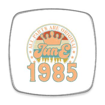 Juin 1985. Cadeau d’anniversaire juin 1985. June - Magnet carré - blanc - Devant