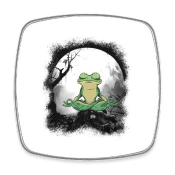 Frosch Frösche Meditation meditieren Waldbewohner - Viereckiger Kühlschrankmagnet - Weiß - Vorne