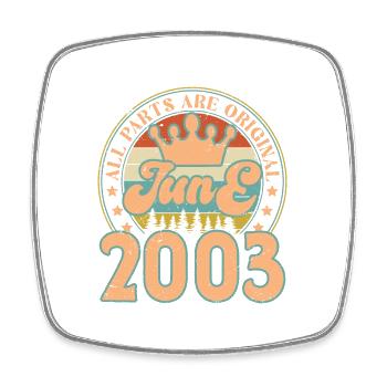 Juni 2003. Juni 2003 Geburtstagsgeschenk. Juni - Viereckiger Kühlschrankmagnet - Weiß - Vorne