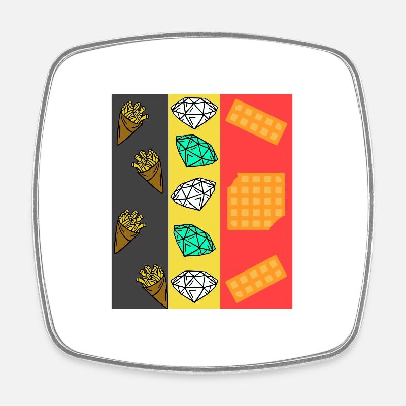 Belgium Fries Diamonds Waffles - Square fridge magnet - white