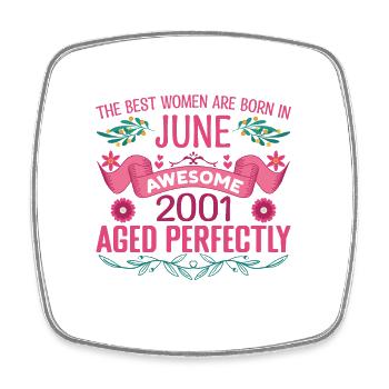 June 2001 Female Birthday June 2001 - Square fridge magnet - white - Front