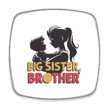 GROSSE SCHWESTER BRUDER - Viereckiger Kühlschrankmagnet - Weiß - Vorne