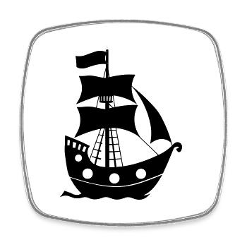 Piratenschiff - Viereckiger Kühlschrankmagnet - Weiß - Vorne